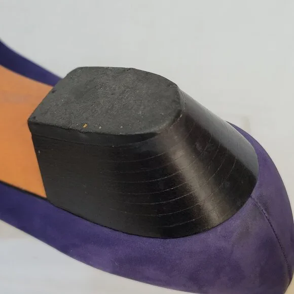 Vintage Salvatore Ferragamo Purple Nubuck Vara Plate Bow Low-Heel Pump Shoes 9AA - Picture 11 of 16
